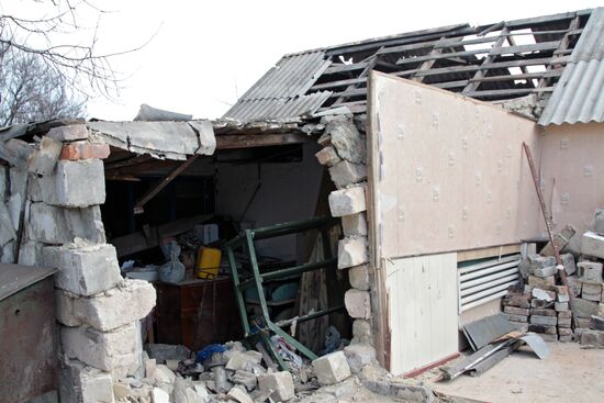 Aftermath of shelling in Luganskoye, Donetsk Region