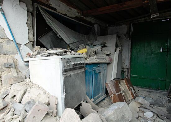 Aftermath of shelling in Luganskoye, Donetsk Region