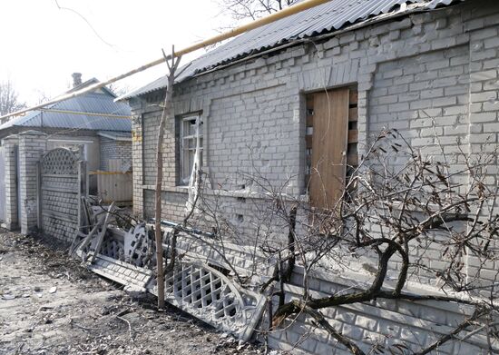Aftermath of shelling in the town of Luganskoye in the Donetsk Region