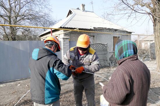 Aftermath of shelling in the town of Luganskoye in the Donetsk Region