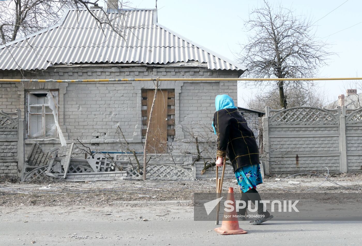 Aftermath of shelling in the town of Luganskoye in the Donetsk Region