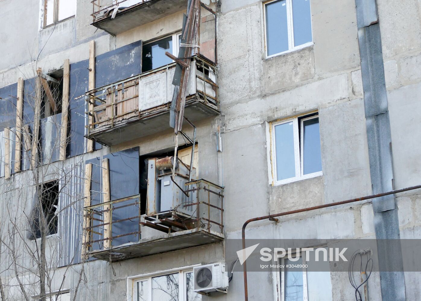 Aftermath of shelling in the town of Luganskoye in the Donetsk Region