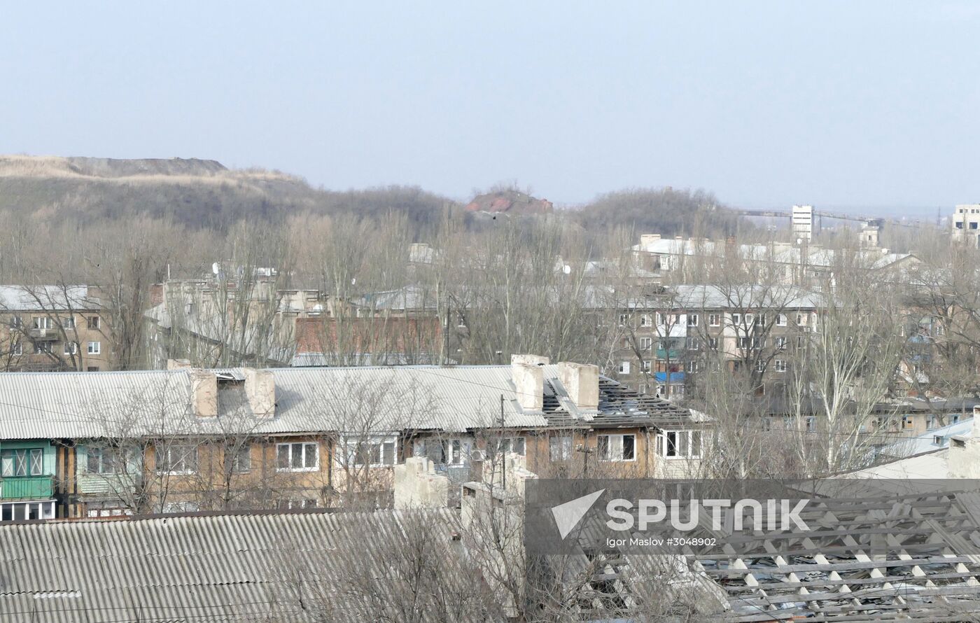Aftermath of shelling in the town of Luganskoye in the Donetsk Region