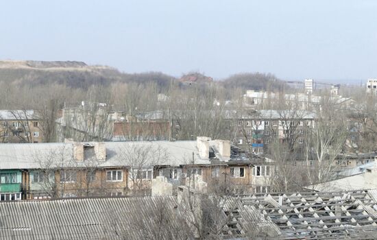 Aftermath of shelling in the town of Luganskoye in the Donetsk Region