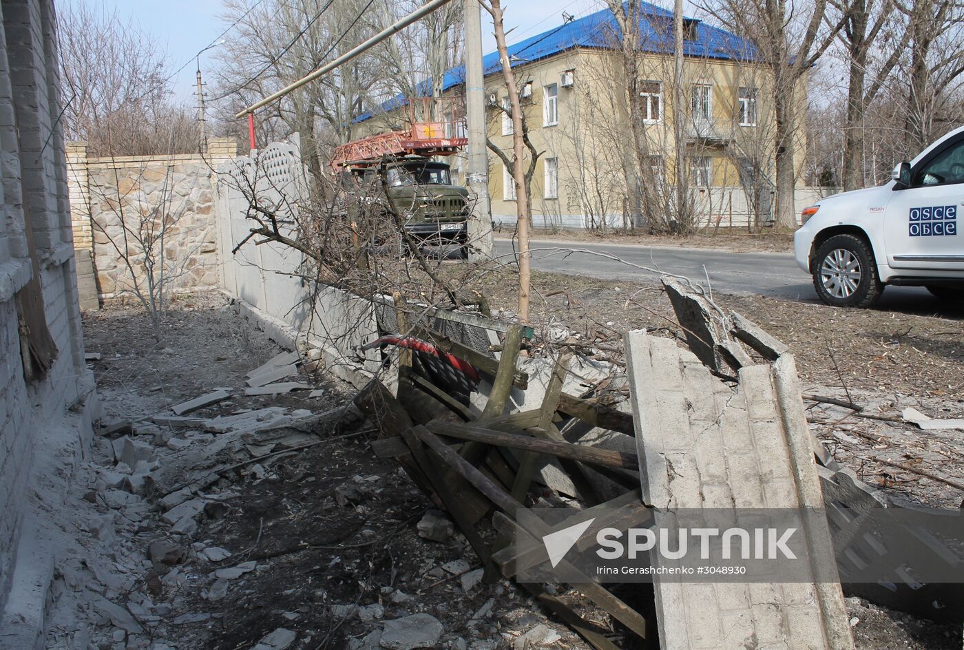 Aftermath of shelling in the town of Luganskoye in the Donetsk Region
