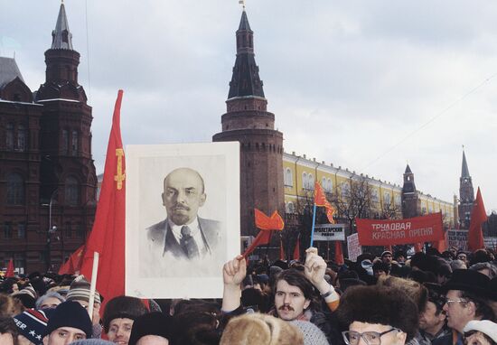 Rally to mark one year since the referendum on the future of the Soviet Union