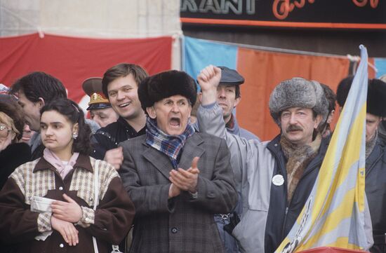 Rally to mark one year since the referendum on the future of the Soviet Union