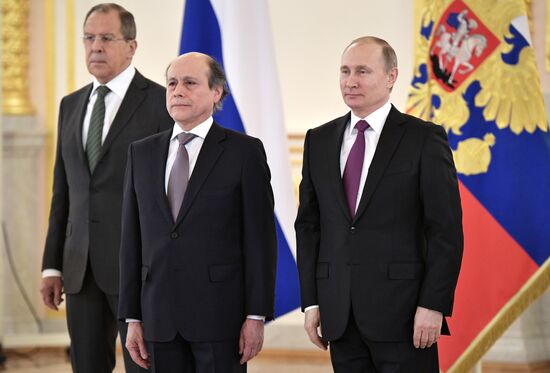 Russian President Vladimir Putin receives letters of credence from 18 ambassadors of foreign states