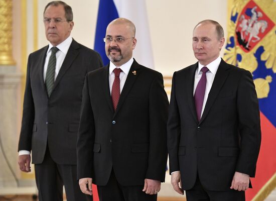Russian President Vladimir Putin receives credentials from 18 ambassadors of foreign states