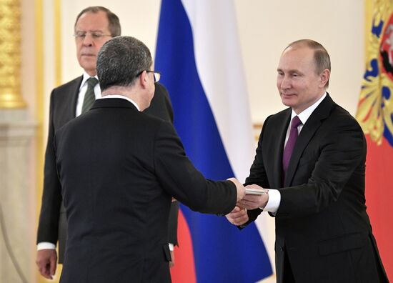 Russian President Vladimir Putin receives letters of credence from 18 ambassadors of foreign states