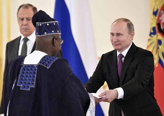 Russian President Vladimir Putin receives letters of credence from 18 ambassadors of foreign states