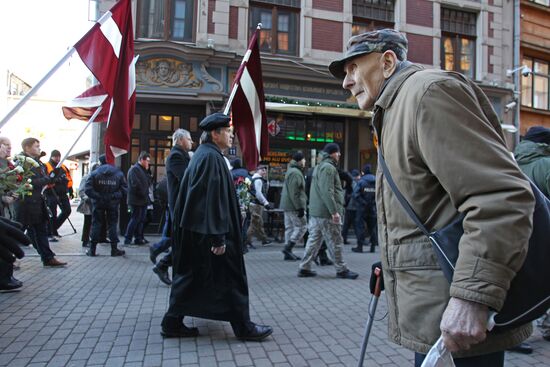 Waffen-SS veterans march in Riga