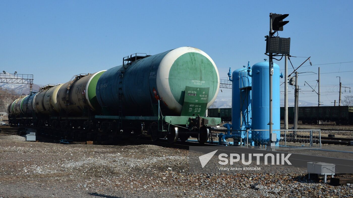 The largest port railway station of the Far Eastern Railway Nakhodka - Vostochnaya