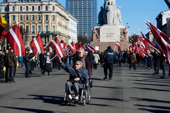 Waffen-SS veterans march in Riga