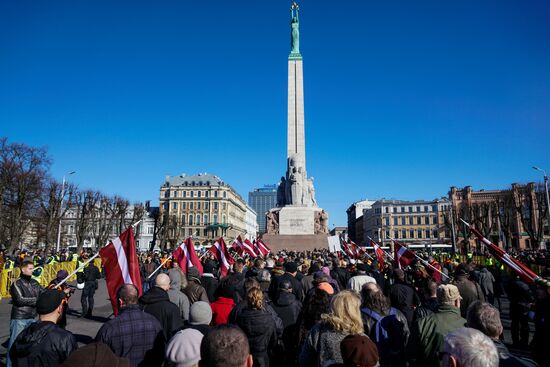 Waffen-SS veterans march in Riga