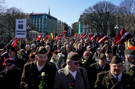Waffen-SS veterans march in Riga