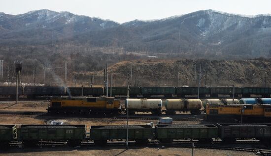 The largest port railway station of the Far Eastern Railway Nakhodka - Vostochnaya