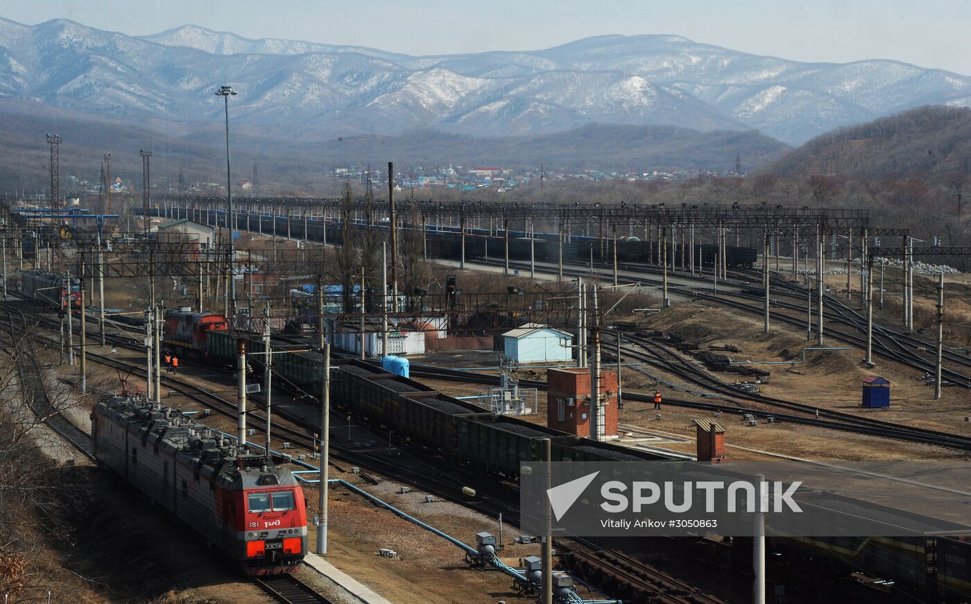 The largest port railway station of the Far Eastern Railway Nakhodka - Vostochnaya