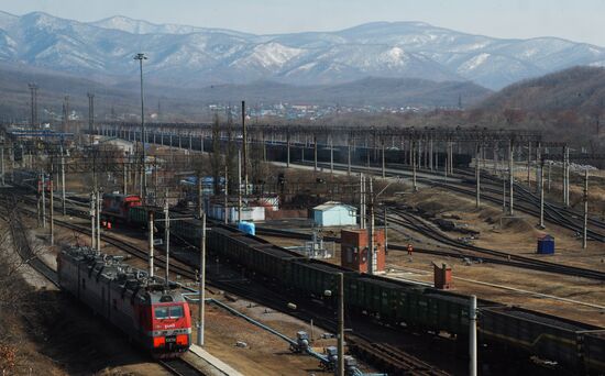 The largest port railway station of the Far Eastern Railway Nakhodka - Vostochnaya