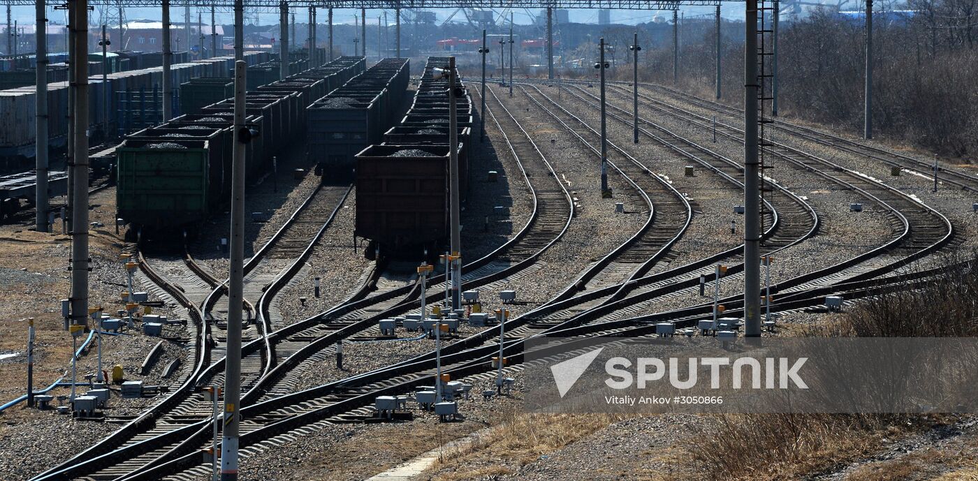 The largest port railway station of the Far Eastern Railway Nakhodka - Vostochnaya