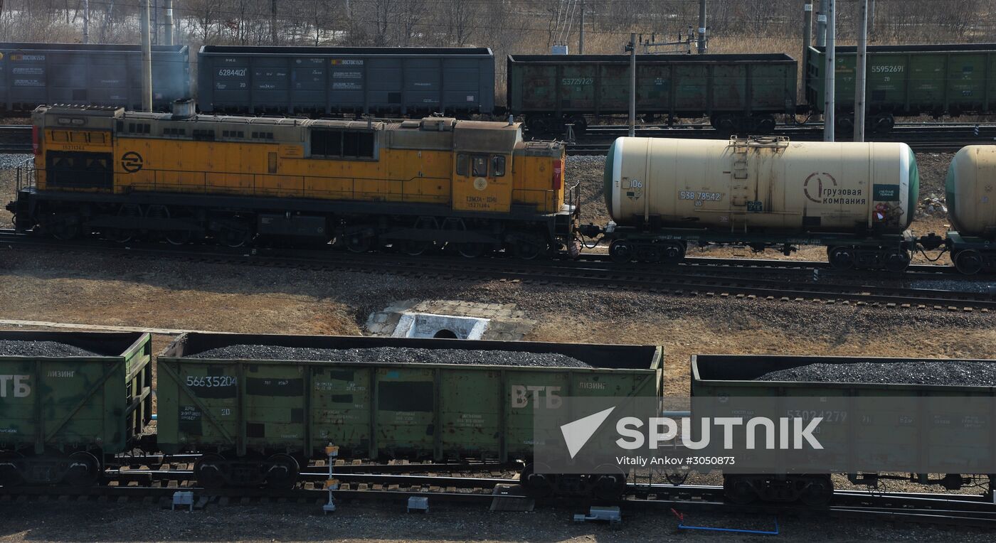 The largest port railway station of the Far Eastern Railway Nakhodka - Vostochnaya