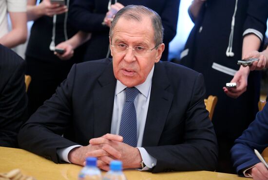 Russian Foreign Minister Lavrov meets with Afghanistan President's security advisor Hanif Atmar