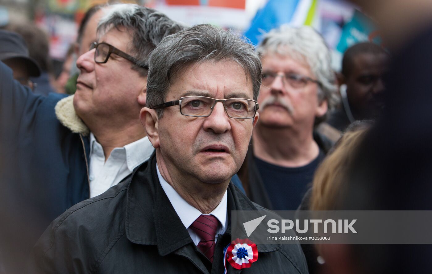 Pre-election rally of French presidential candidate Jean-Luc Mélenchon