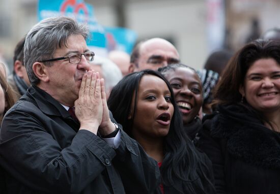 Pre-election rally of French presidential candidate Jean-Luc Mélenchon