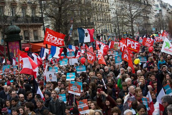 Pre-election rally of French presidential candidate Jean-Luc Mélenchon
