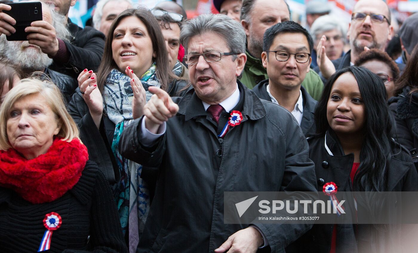 Pre-election rally of French presidential candidate Jean-Luc Mélenchon