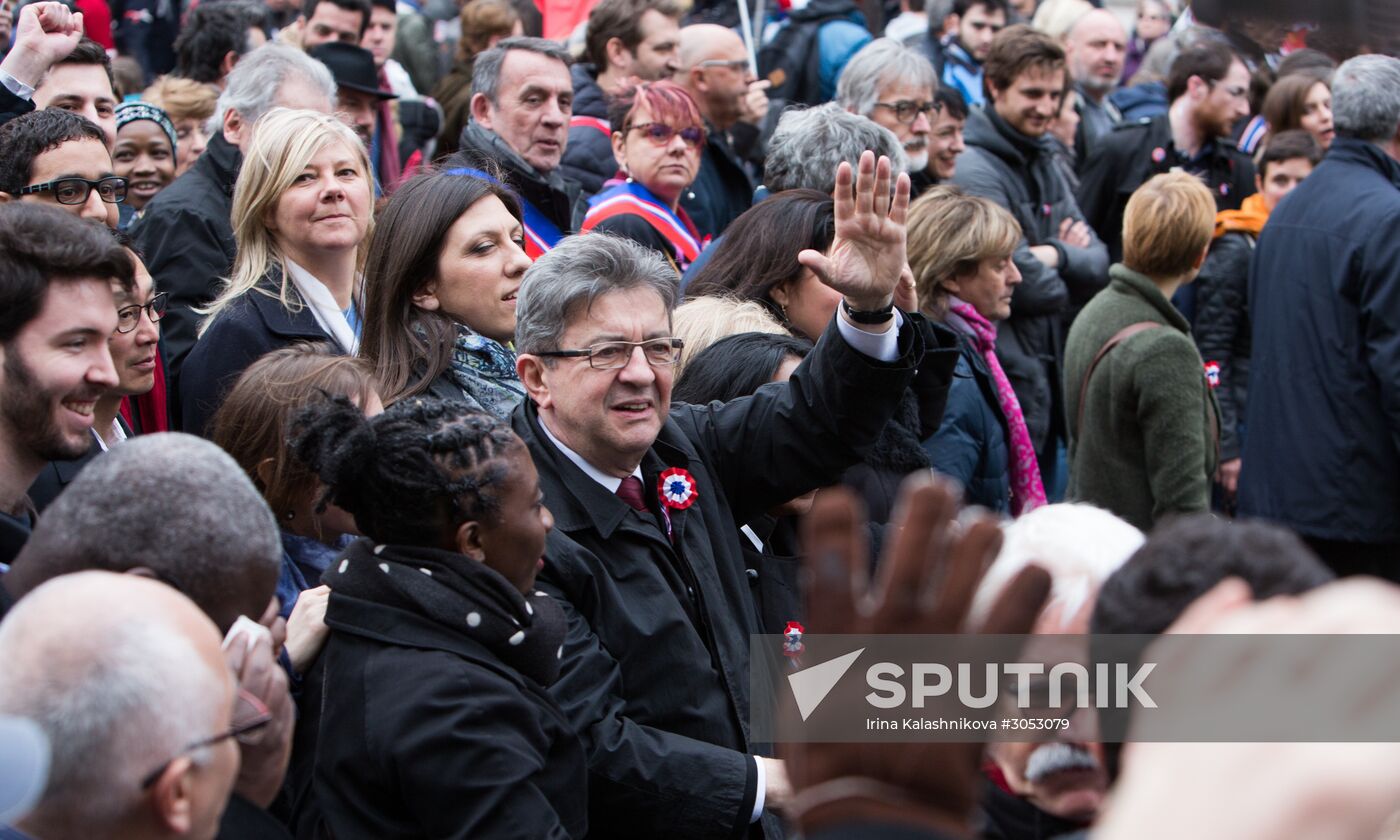 Pre-election rally of French presidential candidate Jean-Luc Mélenchon