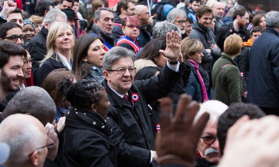 Pre-election rally of French presidential candidate Jean-Luc Mélenchon