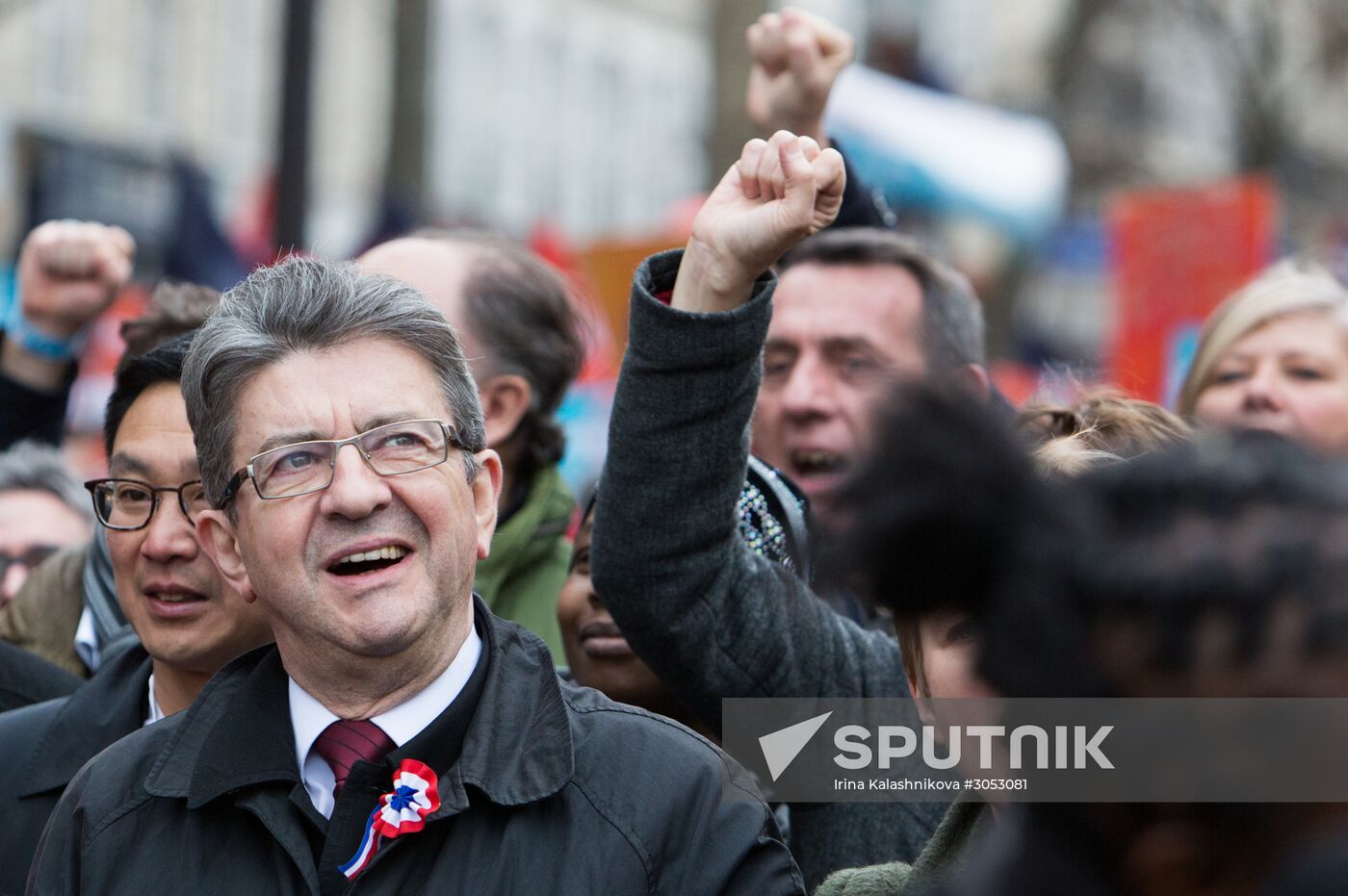 Pre-election rally of French presidential candidate Jean-Luc Mélenchon