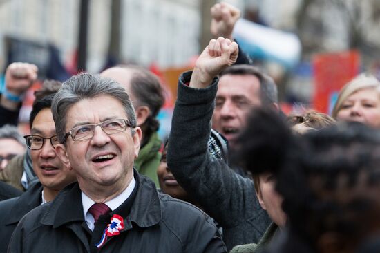 Pre-election rally of French presidential candidate Jean-Luc Mélenchon