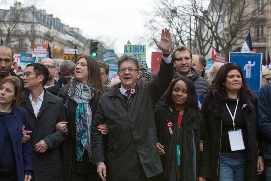 Pre-election rally of French presidential candidate Jean-Luc Mélenchon