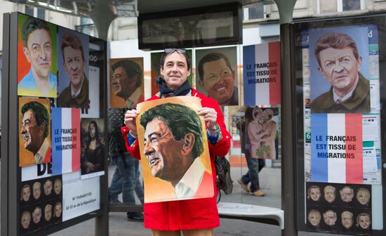 Pre-election rally of French presidential candidate Jean-Luc Mélenchon