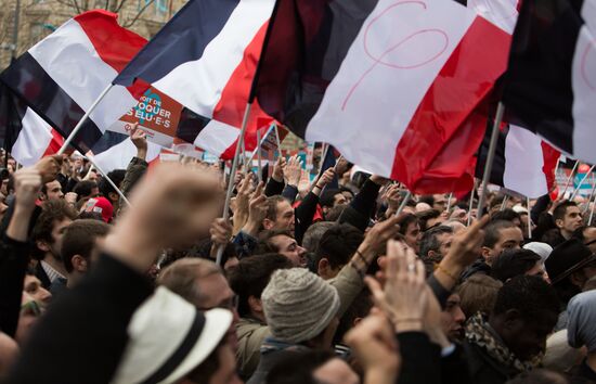 Pre-election rally of French presidential candidate Jean-Luc Mélenchon