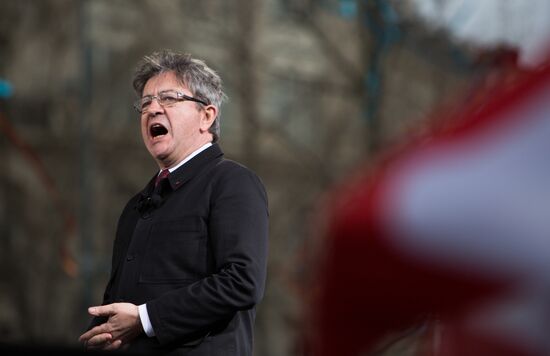 Pre-election rally of French presidential candidate Jean-Luc Mélenchon
