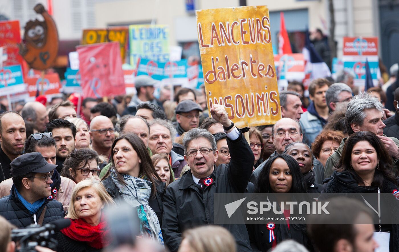 Pre-election rally of French presidential candidate Jean-Luc Mélenchon