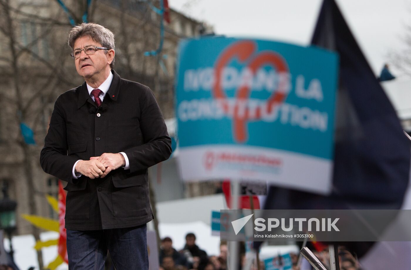 Pre-election rally of French presidential candidate Jean-Luc Mélenchon