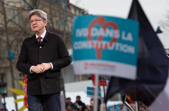 Pre-election rally of French presidential candidate Jean-Luc Mélenchon