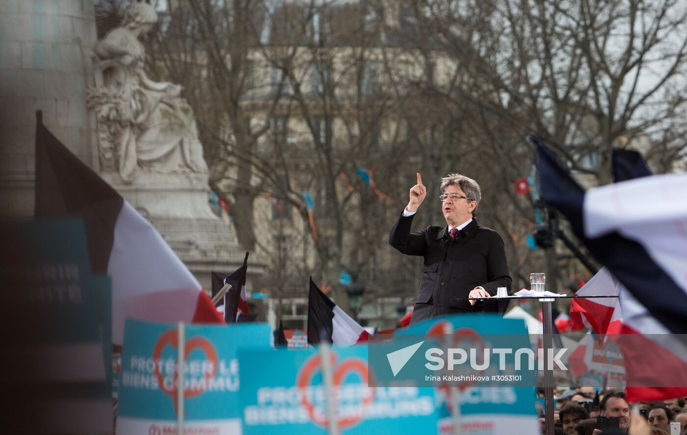 Pre-election rally of French presidential candidate Jean-Luc Mélenchon