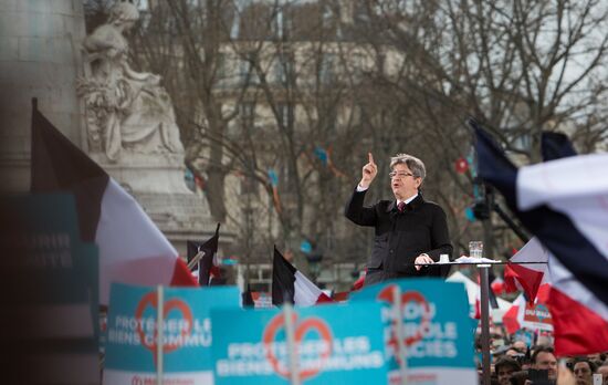 Pre-election rally of French presidential candidate Jean-Luc Mélenchon