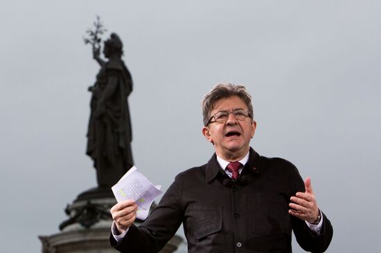 Pre-election rally of French presidential candidate Jean-Luc Mélenchon