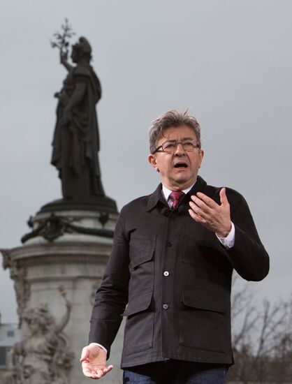 Pre-election rally of French presidential candidate Jean-Luc Mélenchon