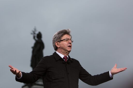 Pre-election rally of French presidential candidate Jean-Luc Mélenchon