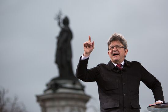 Pre-election rally of French presidential candidate Jean-Luc Mélenchon