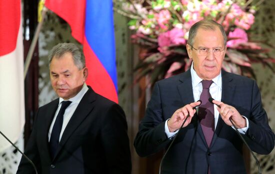 Russian Foreign Minister Sergei Lavrov and Defense Minister Sergei Shoigu visit Japan