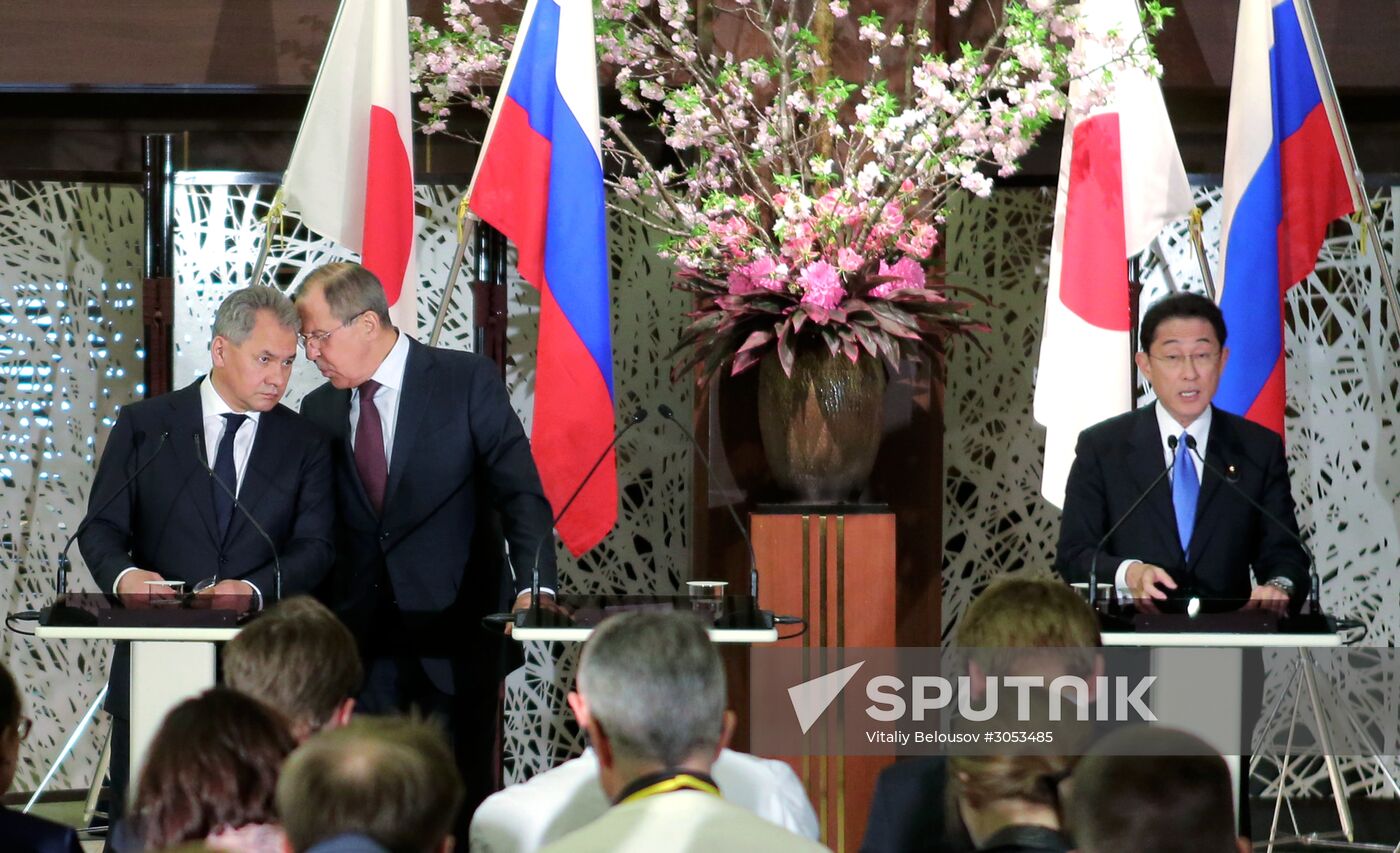 Russian Foreign Minister Sergei Lavrov and Defense Minister Sergei Shoigu visit Japan