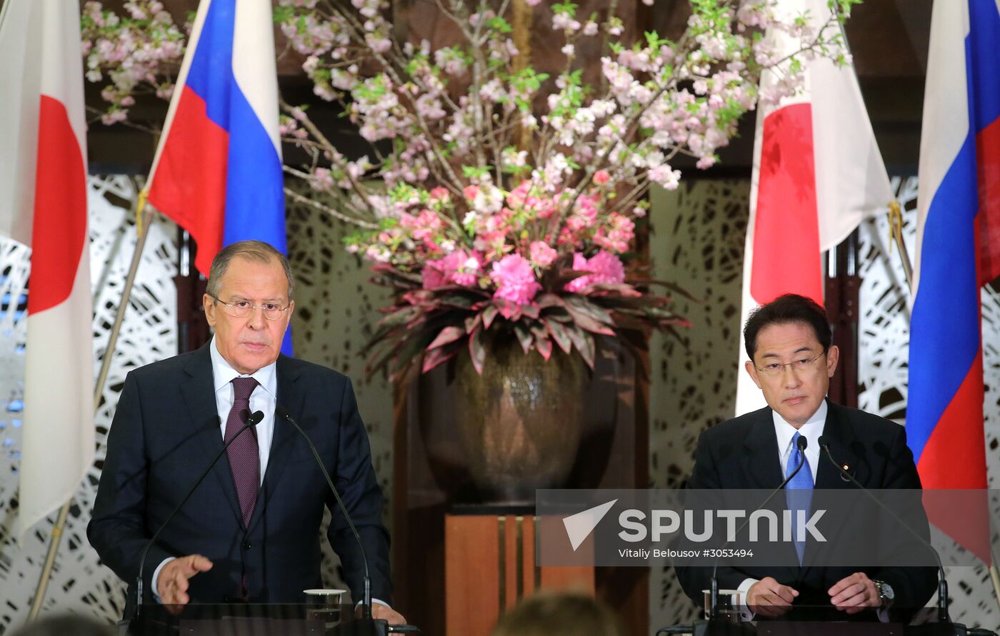 Russian Foreign Minister Sergei Lavrov and Defense Minister Sergei Shoigu visit Japan
